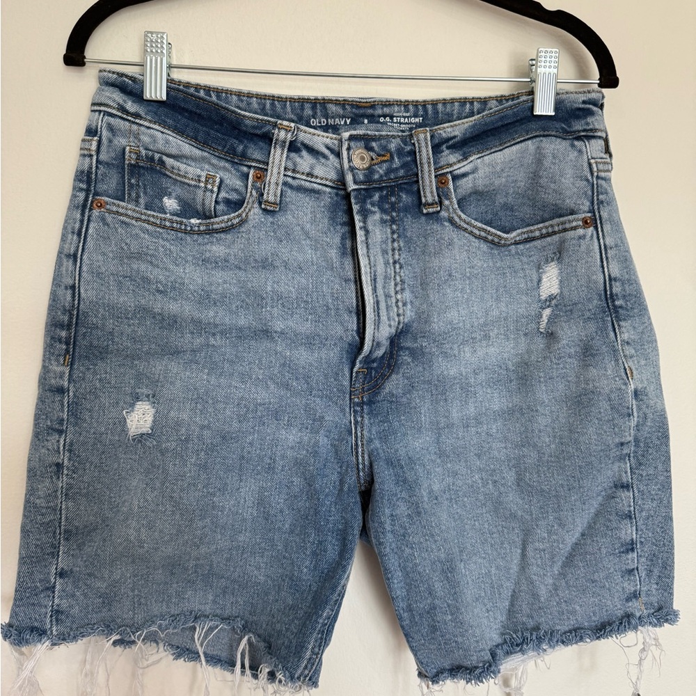 Old Navy Women's Light Blue Distressed Jean Shorts